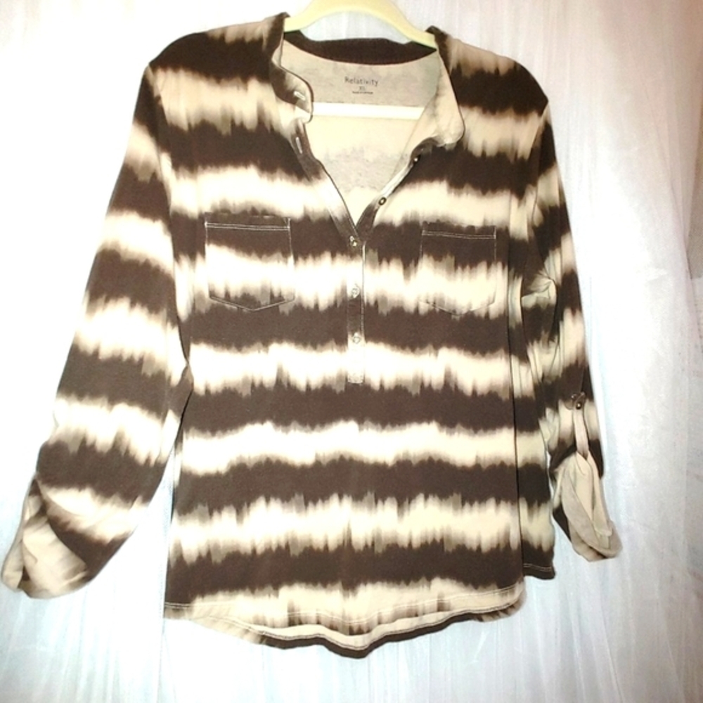 Tie Dye Long Sleeve Henley Shirt Size XL